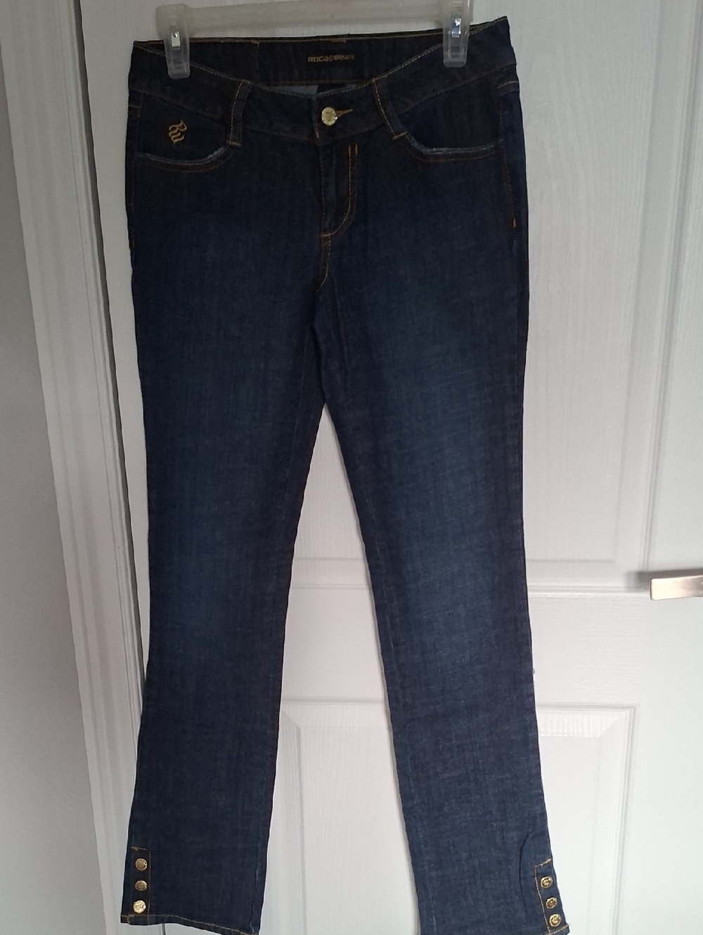 Rocawear Dark Blue Straight Leg Jeans with‎ Button Cuff